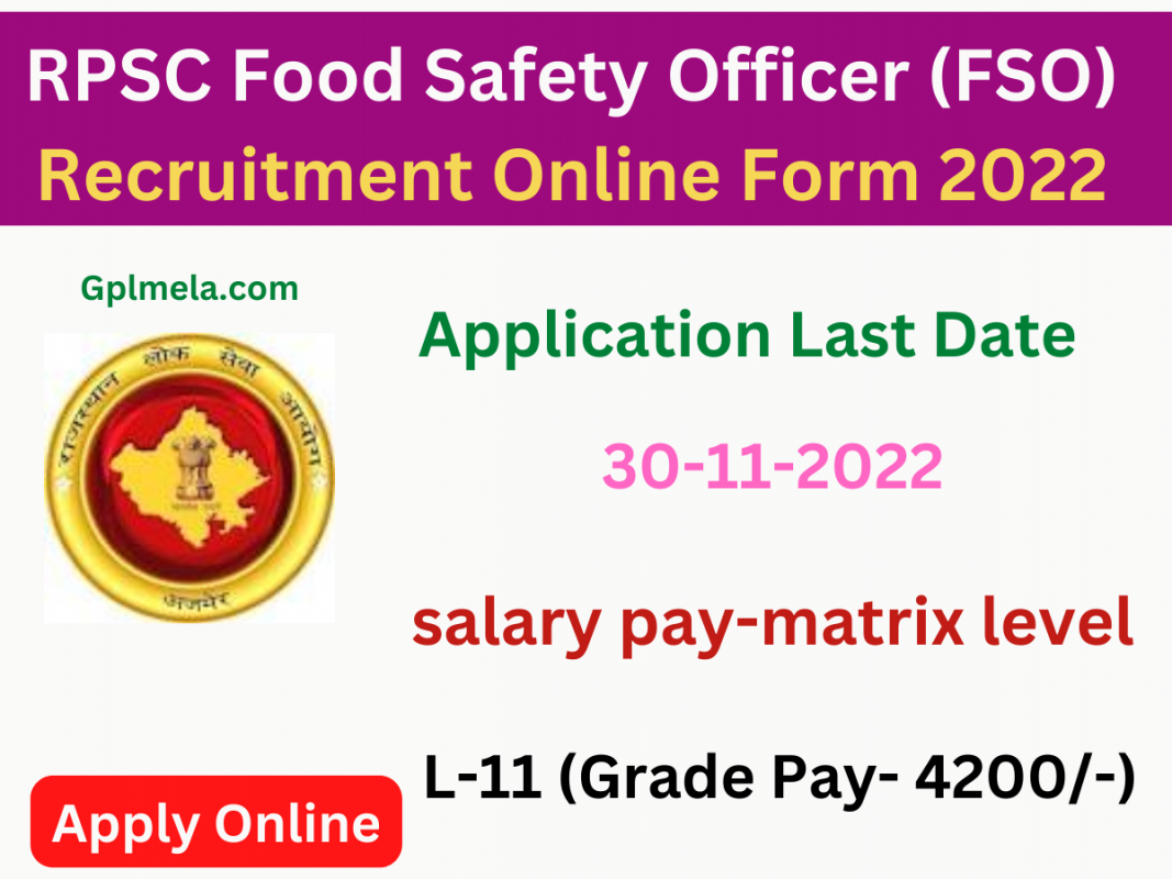 RPSC Food Safety Officer (FSO) Recruitment