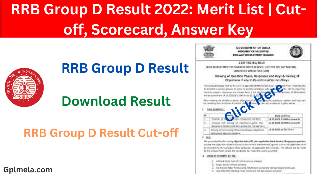 RRB Group D Result Cut-off