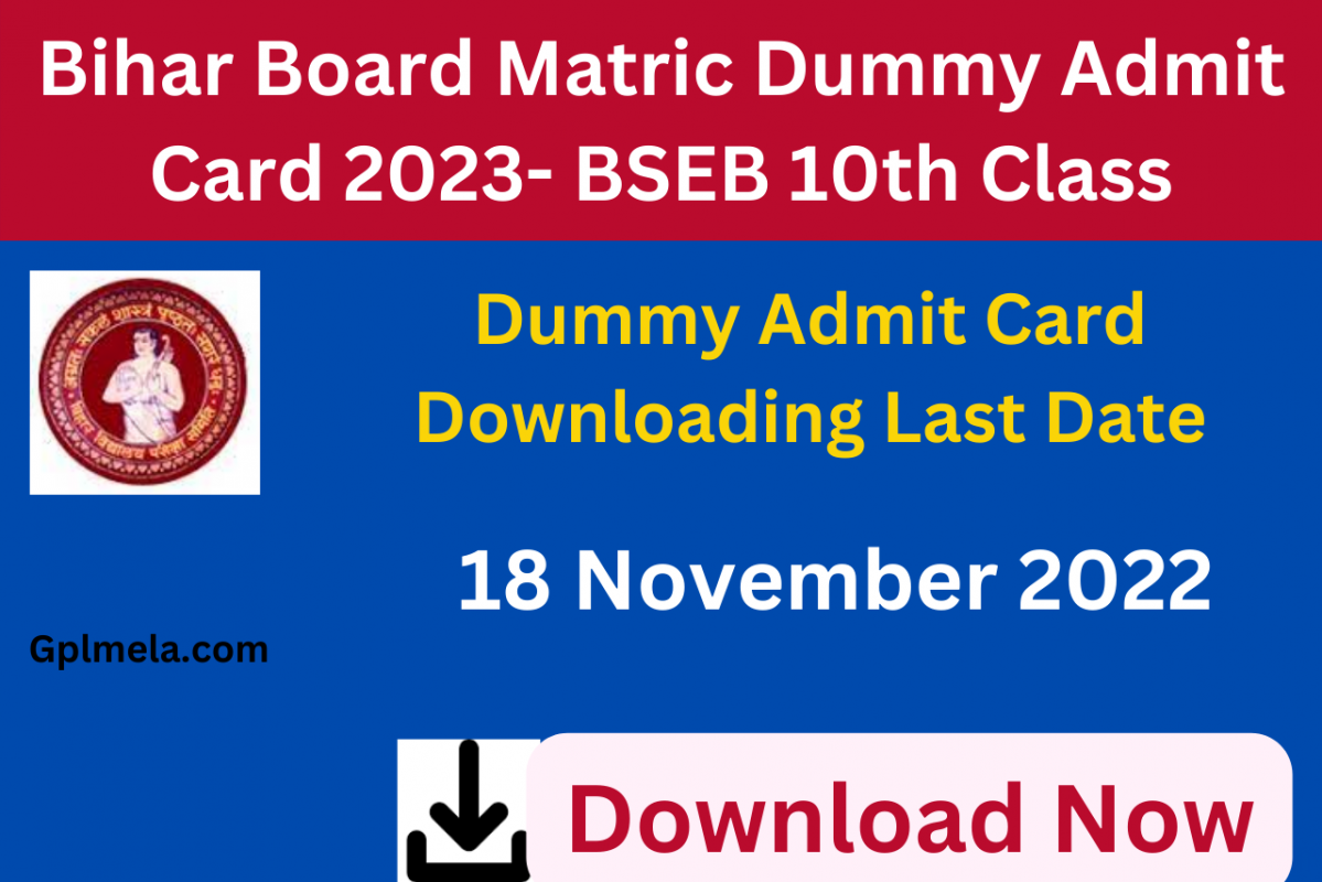 Bihar Board Matric Dummy Admit Card 2023- BSEB 10th Class